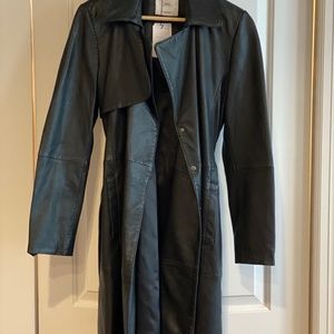 Mango Black Leather Trench Coat